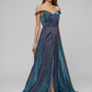 Front Slit Off The Shoulder A Line Prom Dresses