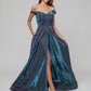 Front Slit Off The Shoulder A Line Prom Dresses