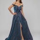 Front Slit Off The Shoulder A Line Prom Dresses