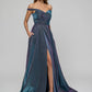 Front Slit Off The Shoulder A Line Prom Dresses