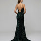 Lace Up Long Spaghetti Strap V Neck Formal Party Dresses