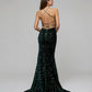 Long Formal Party Prom Gown With All Over Sequin