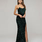 Long Formal Party Prom Gown With All Over Sequin