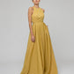 Long Scoop A Line Formal Party Prom Dresses