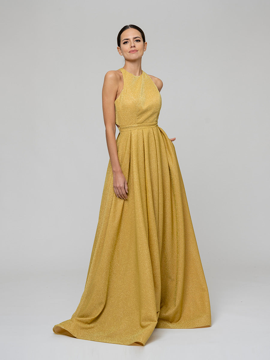 Long Scoop A Line Formal Party Prom Dresses