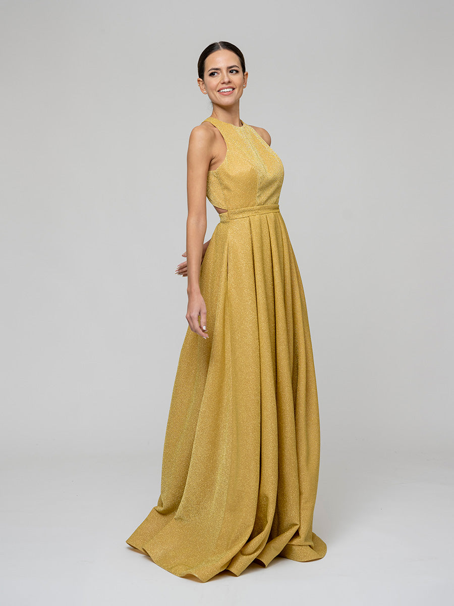 Long Scoop A Line Formal Party Prom Dresses