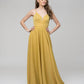Metallic Glitter V Neck A Line Prom Dresses With Pockets