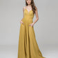 Metallic Glitter V Neck A Line Prom Dresses With Pockets