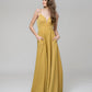 Metallic Glitter V Neck A Line Prom Dresses With Pockets