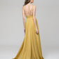 Metallic Glitter V Neck A Line Prom Dresses With Pockets