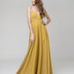 Metallic Glitter V Neck A Line Prom Dresses With Pockets