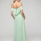 Mint Green Cold Shoulder Ruffles Chiffon Bridesmaid Dresses With Open Back