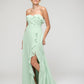 Ruffles Chiffon A Line Strapless Bridesmaid Dresses With Front Slit