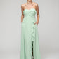 Ruffles Chiffon A Line Strapless Bridesmaid Dresses With Front Slit