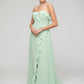 Ruffles Chiffon A Line Strapless Bridesmaid Dresses With Front Slit