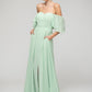 Mint Green Sweetheart Chiffon Flutter Sleeve Bridesmaid Dresses With Split