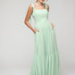 Mint Green Tie Strap Tiered Smock Open Back Chiffon Bridesmaid Dresses