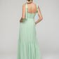 Mint Green Tie Strap Tiered Smock Open Back Chiffon Bridesmaid Dresses