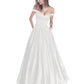 Off The Shoulder Beaded Satin A Line Prom Dress With Pocket
