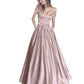 Off The Shoulder Beaded Satin A Line Prom Dress With Pocket