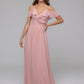 Open Back Cold Sleeve Chiffon Ruffles Long Bridesmaid Dresses