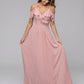 Open Back Cold Sleeve Chiffon Ruffles Long Bridesmaid Dresses