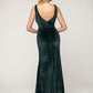 Sheath Floor Length Pluning V Neck Velvet Bridesmaid Dresses