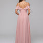 Open Back Cold Sleeve Chiffon Ruffles Long Bridesmaid Dresses