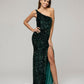 Open Back Sparkly Sequin Fitted Prom Dresses With Split
