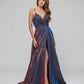 Plunging V Neck Ruched A Line Prom Dresses