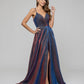 Plunging V Neck Ruched A Line Prom Dresses