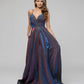 Plunging V Neck Ruched A Line Prom Dresses