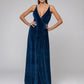 Pluning V Neck Front Slit Velvet Long Bridesmaid Dresses