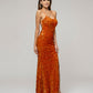 Scoop Neckline Long Sequin Prom Gown With Side Split