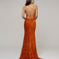 Scoop Neckline Long Sequin Prom Gown With Side Split