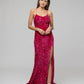 Sequin Side Split Scoop Neckline Fitted Long Prom Gown