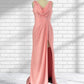 Sheath Cowl Neck Sleeveless Chiffon Bridesmaid Dresses With Slit and Ruffles