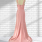 Sheath Cowl Neck Sleeveless Chiffon Bridesmaid Dresses With Slit and Ruffles