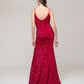 Spaghetti Strap Open Back Sequin Fitted Prom Dresses