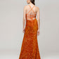 Spaghetti Strap Sequin Fitted Prom Dresses With Side Slit