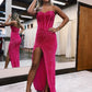 Strapless Sweetheart Corset Prom Dresses With Side Slit