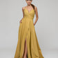Sweep Train Metallic Glitter A Line Prom Dresses