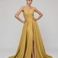 Sweep Train Metallic Glitter A Line Prom Dresses
