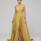 Sweep Train Metallic Glitter A Line Prom Dresses