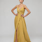 Sweep Train Metallic Glitter A Line Prom Dresses