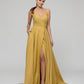 Sweep Train Metallic Glitter A Line Prom Dresses