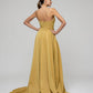 Sweep Train Metallic Glitter A Line Prom Dresses