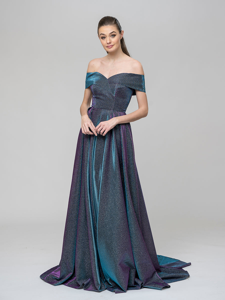Sweep Train Sweetheart Metallic Glitter A Line Prom Dresses