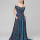 Sweep Train Sweetheart Metallic Glitter A Line Prom Dresses
