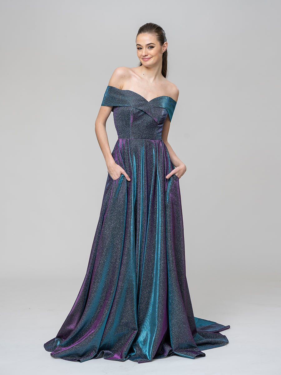 Sweep Train Sweetheart Metallic Glitter A Line Prom Dresses